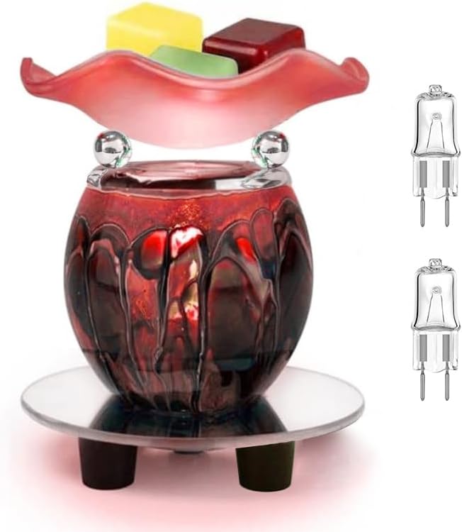HUNANBANG Electric Oil Melt Warmer Electric Wax Melt Warmer Wax Melter Fragrance Oil Warmer Burner(LW Red 2)