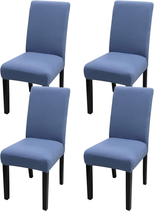 JQinHome 4 Pcs Dining Chair Slipcover, High Stretch Removable Washable Chair Seat Protector Cover for Home Party Hotel Wedding Ceremony