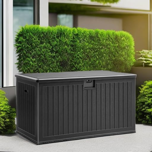 YITAHOME XL 150 Gallon Large Deck Box,Outdoor Storage for Patio Furniture Cushions,Garden Tools,Waterproof,Lockable (Black)