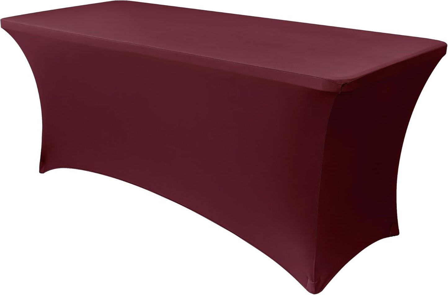 Obstal Spandex Table Cover 4ft Fitted Tablecloth Rectangular - Stretch Rectangle Folding Table Cloth for Birthday Party Wedding Banquet, Wine Red, 48L x 24W Inch