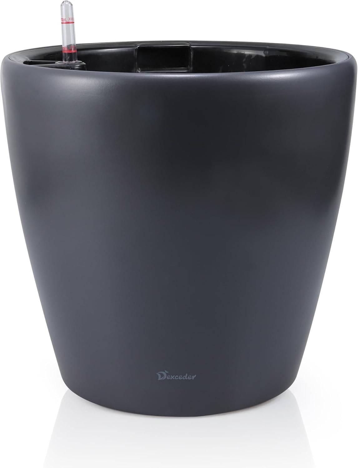 Dexceder 13x12 Self Watering Planter with Wheels Indoor Outdoor, Inner Pot Design, Thickened Large Floor Standing Flower Plant Pot with Water Level Indicator (Slate Gray Matte)