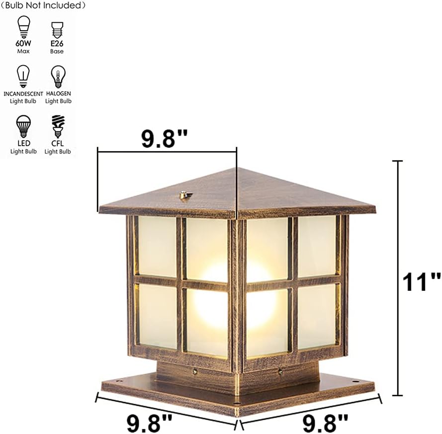 SLAWA Outdoor Post Lights Fixture, Modern Yard Entry Outdoor Column Lights with Aluminum Housing, Patio Pillar Lights Outdoor with Tempered Glass, IP65 Waterproof