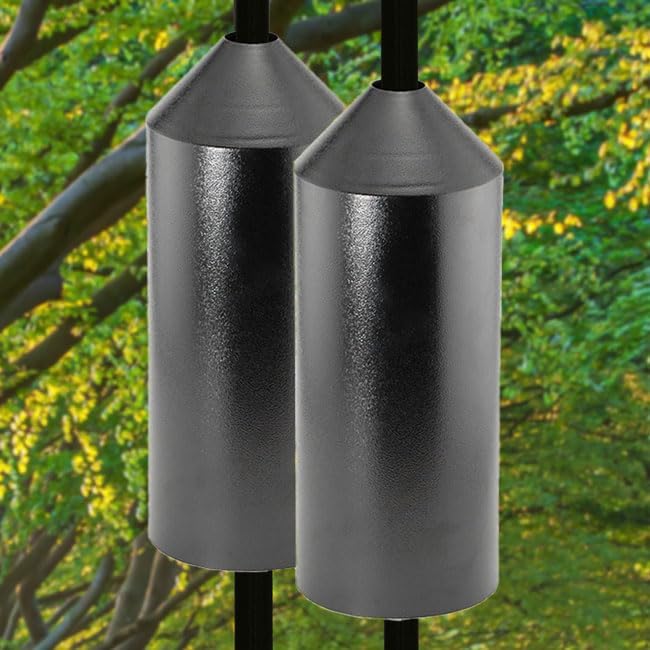 Set of 2 Audubon Torpedo Squirrel Baffles - Black Steel, 6" Diameter Each, Protect Bird Feeders on Poles