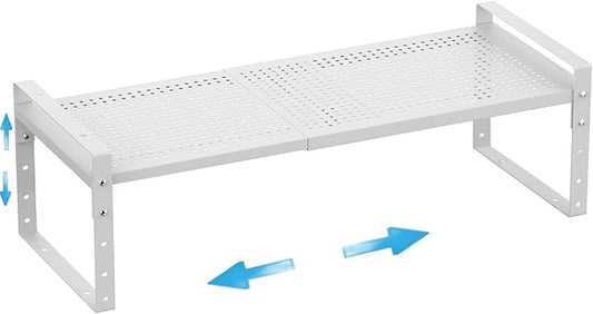 Expandable,Adjustable & Stackable Spice Rack, Cabinet Kitchen Countertop Shelf Organizer,Metal Pantry Storage Shelves - Space-Saving Storage Solution(1Pack/White/Large)