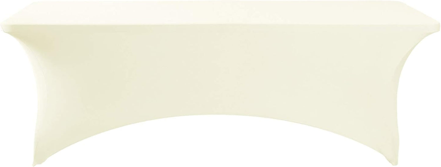 Spandex Table Cover for 8FT or 4ft or 6ft Table Universal Fitted Stretch Tablecloth for Party, Banquet, Wedding and Events-Ivory