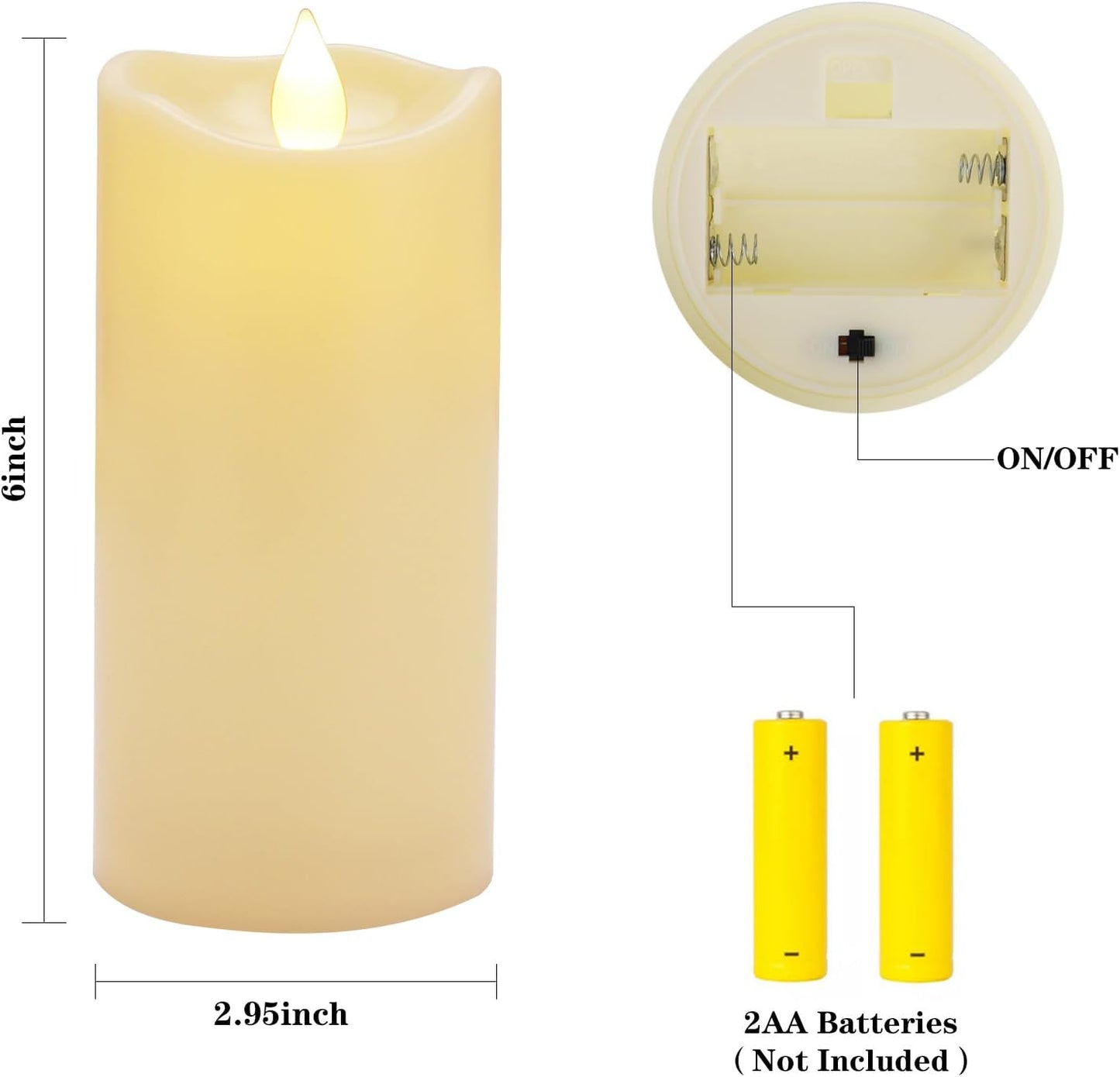 Aignis Indoor Flameless LED Candles Battery Operated with Remote Timer and Wax-Like Shell for Home/Wedding/Holiday Decor, Set of 2(D 2.95" x H 6")