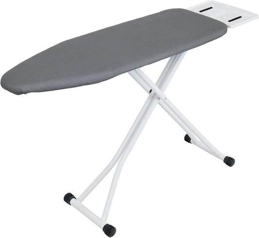 Ironing Board 48" X 13" with Safety Iron Rest Height Adjustable Iron Table Features Reinforced Steel Legs, Heat Resistant Cover, Grey