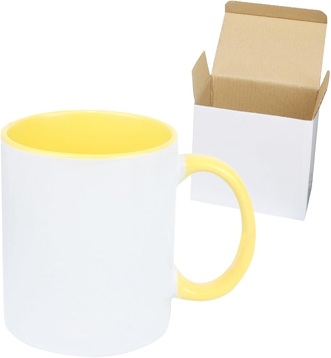 11oz White Ceramic Sublimation Coffee Mug in White Gift Box (6 Mixed Colors, 12)
