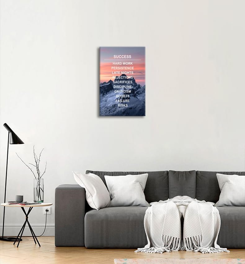 Inspirational Wall Art Inspiring Office Decor Motivational Entrepreneur Quotes Canvas Painting Snow Mountain Pictures Posters and Prints Artwork Modern Painting Living Room Home Decor [12''Wx 18''H]