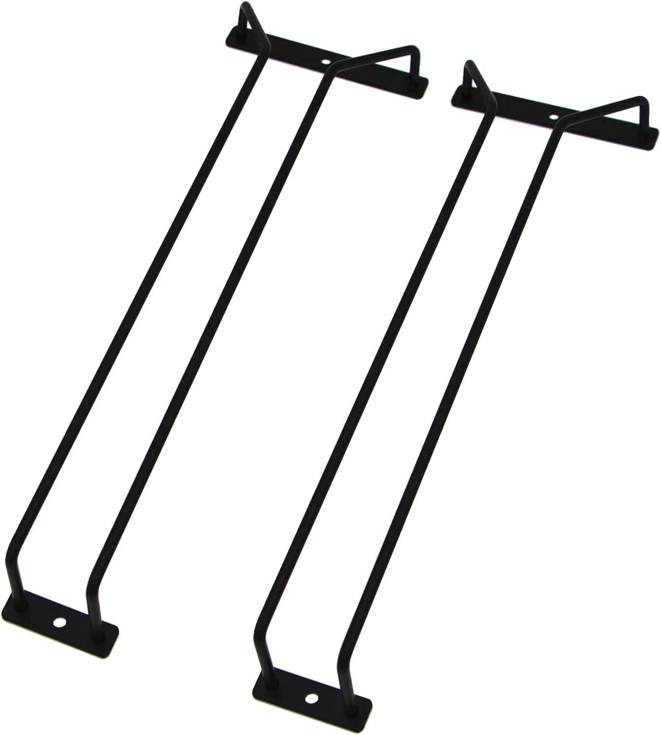 14-Inch Black Wine Glass Rack, Under Cabinet Wine Glass Holder, Stemware Rack, Hanging Stemware Holder, Set of 2