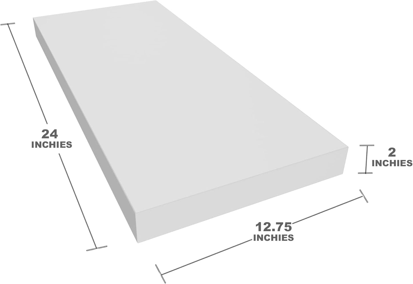 Floating Shelf, Set of 2 Wall Shelf, 24 in W x 12.75 in D x 2 in H Wooden Floating Wall Shelf with Invisible Brackets for Living Room/Bedroom/Bathroom/Kitchen Storage and Decor, White