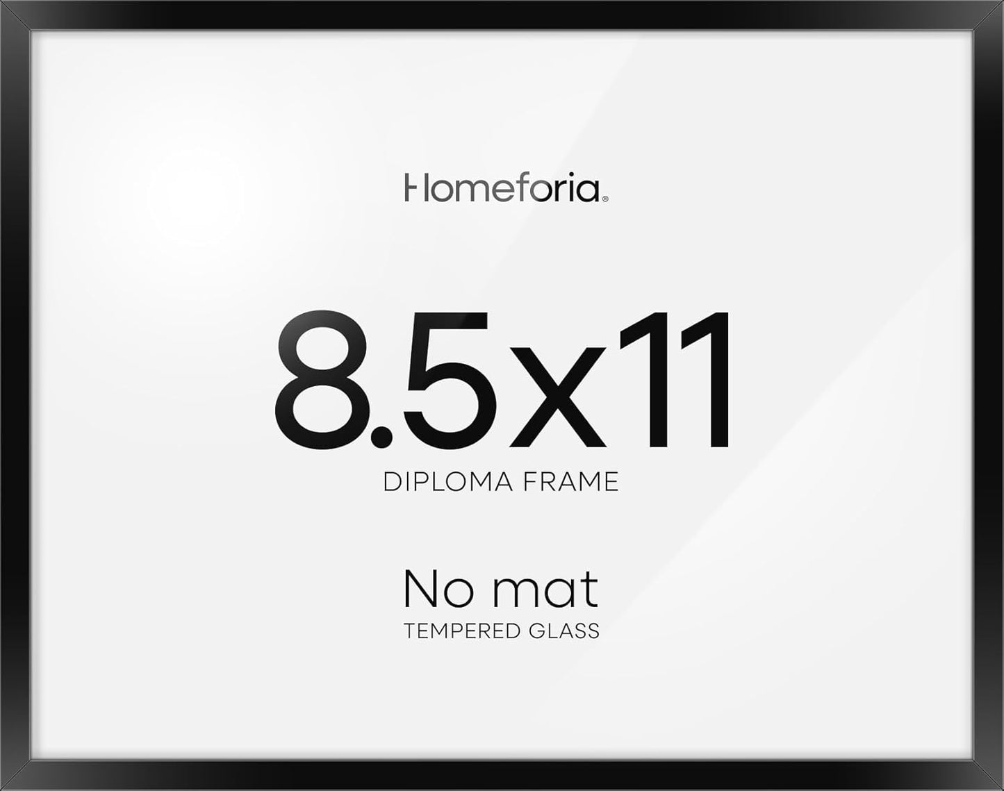 Homeforia Black Diploma Frame 8.5 x 11, High End Metal 8.5x11 Certificate Frames, 11x8.5 inch Document Frame for Wall or Tabletop, 8.5 by 11 Award Letter Size Frame, Tempered Glass, Wall Kit, Set of 1