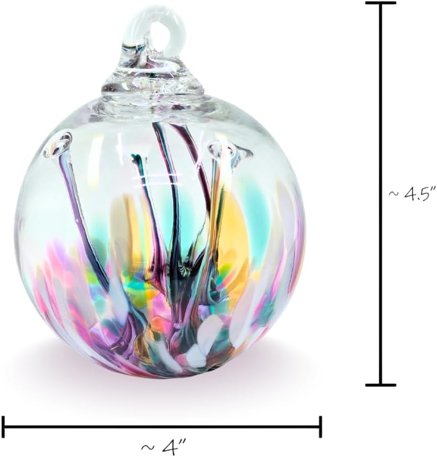 Luke Adams Handmade Glass Gazing Balls for Garden on Clearance – Hand Blown Glass Gazing Ball for Yard Décor – Decorative Garden Globe (Wildflower)