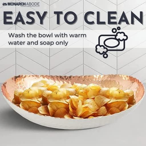 Monarch Abode Hand Hammered Decorative Bowl for Home Decor, 12.75-Inch White and Nickel Plated – Key Bowl for Entryway Table, Catch All, Decorative Fruit Basin, Key Holder, Bowls for Home Decor