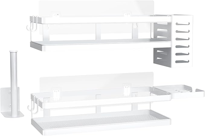 PUSDON Metal Wall Hanging Basket 2 Packs DIY Suitable for Multiple Scenes - Middle White Guardrail Suit