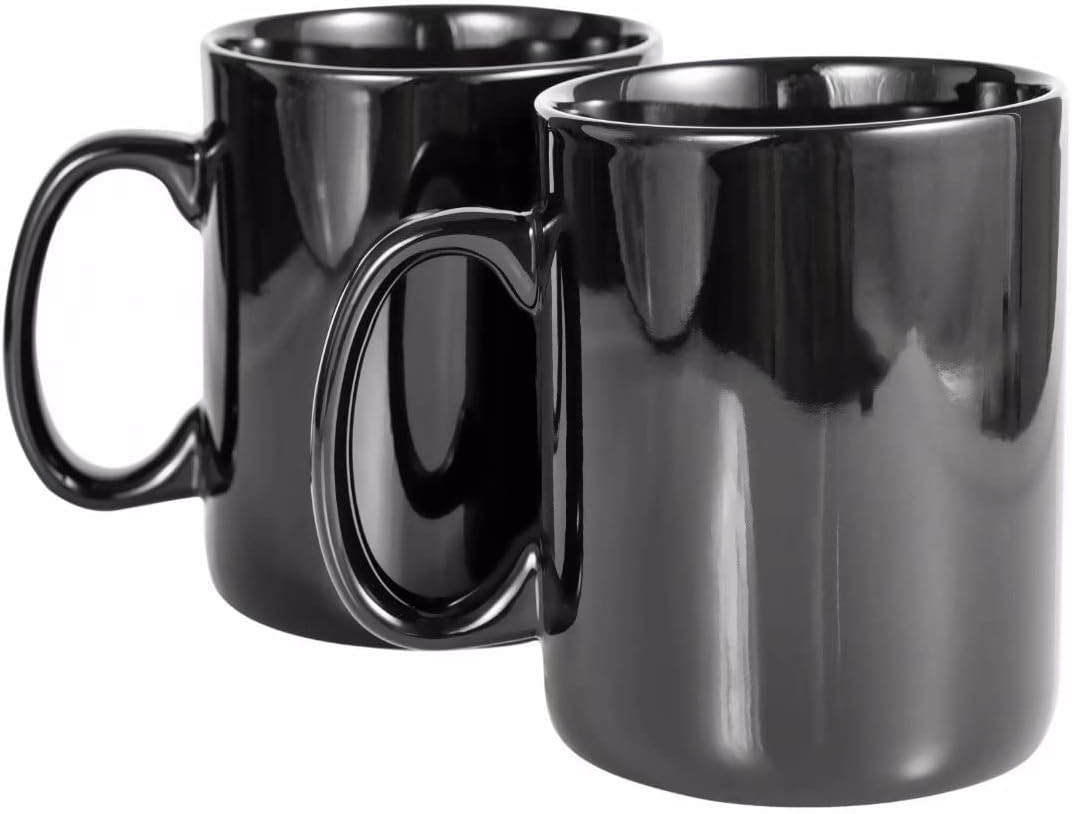 30oz Super Large Ceramic Coffee Mugs Large Handles Set of 2 (black)