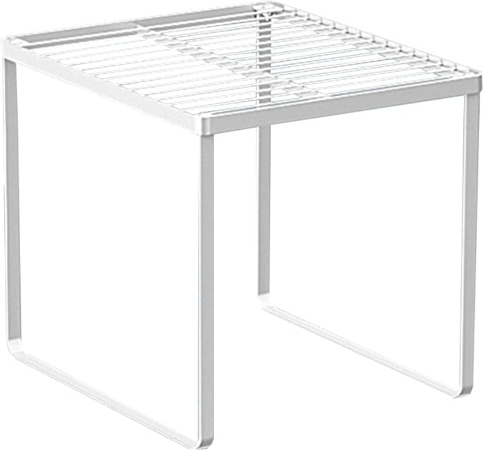 Kitchen Cabinet Storage Shelf Stackable Wire Spice Rack Organizer Heavy Duty Space Saver for Bathroom Bedroom Closet Laundry Room Office Countertop - White, Pack 1