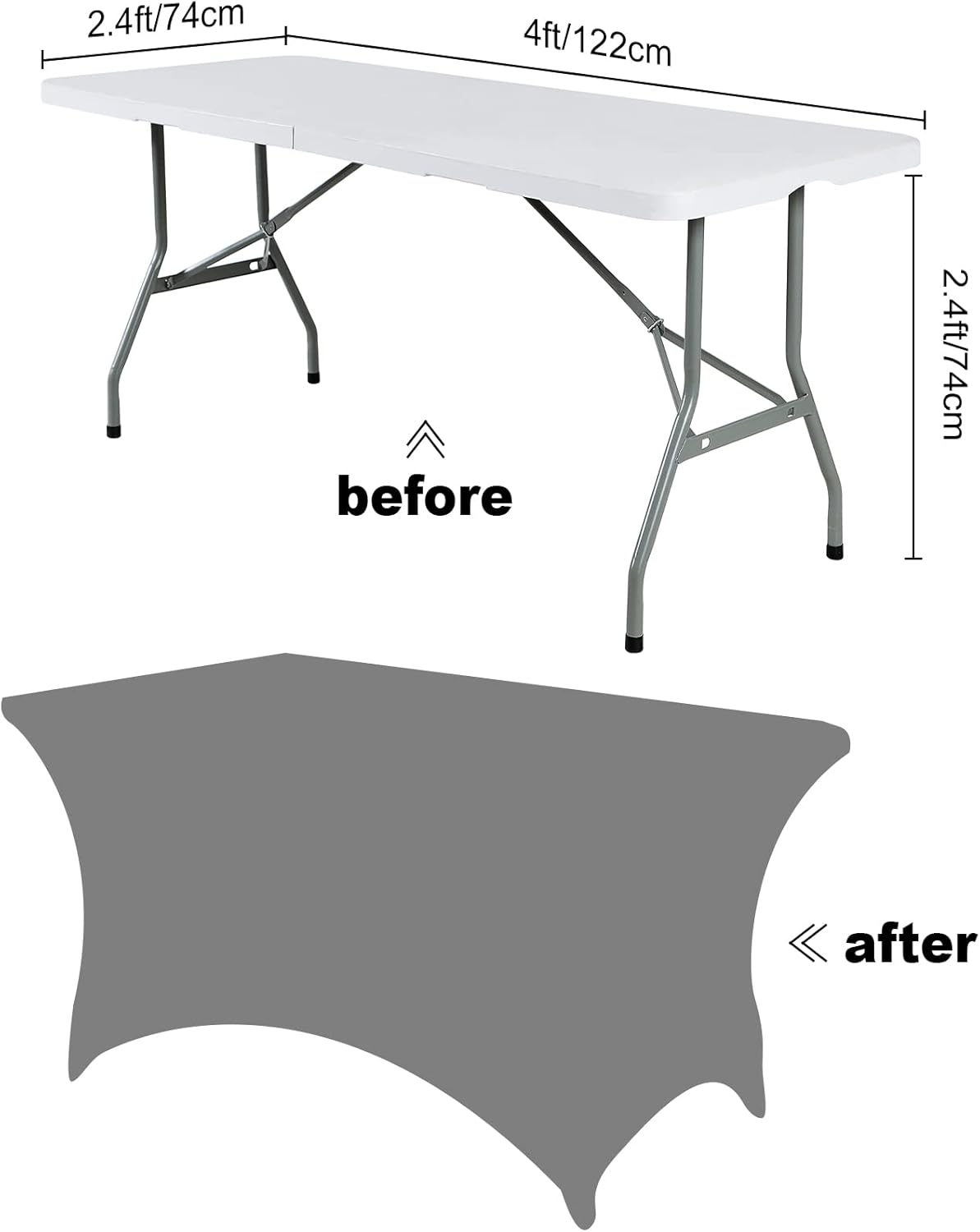 SuperO Waterproof Spandex Table Cover for 4FT Table Universal Fitted Stretch Tablecloth for Party, Banquet, Wedding and Events-Blue Mist