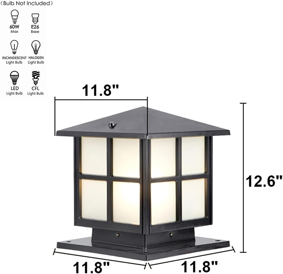 SLAWA Outdoor Post Lights Fixture, Modern Yard Entry Outdoor Column Lights with Aluminum Housing, Patio Pillar Lights Outdoor with Tempered Glass, IP65 Waterproof