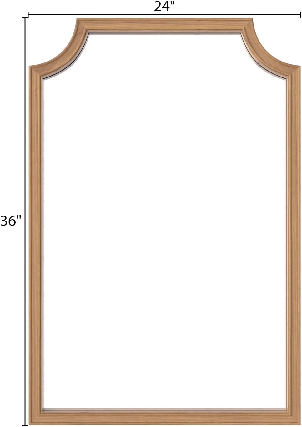 WallBeyond Wood Framed Mirror with Scalloped, 24" x 36" Farmhouse Arch Wall Mirror for Bathroom Entryway Living Room or Bedroom Home Decor [Honey-Colored]