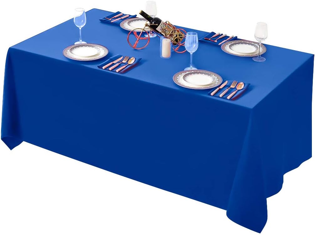 Surmente Blue Tablecloth 90 x 132-inch Rectangular Polyester Table Cloth for Weddings, Banquets, or Restaurants