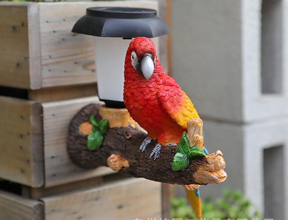 ParrotTree Hugger with Solar Lantern Outdoor Garden Hanging Statues Fence Solar Lights Ideal Parrot Housewarming&Birthday Gifts for Grandma Mom Women