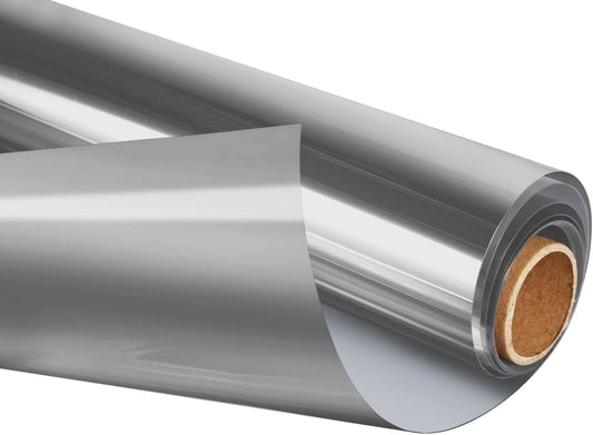 HIDBEA One Way Privacy Window Film, Daytime Mirror Reflective Heat Control UV Sun Blocking Non-Adhesive Static Cling Window Tint for Home and Office(Gray-Silver, 17.5 Inch x 6.5 Feet)