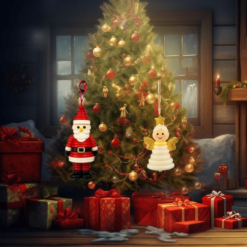 4pcs Button Christmas Tree Ornament Kits, Fun Holiday Decorations for All Ages, DIY Craft Buttons Kit with Christmas Snowman/Santa/Angel, Gifts for Xmas Tree Hanging Decorations (5PCS)