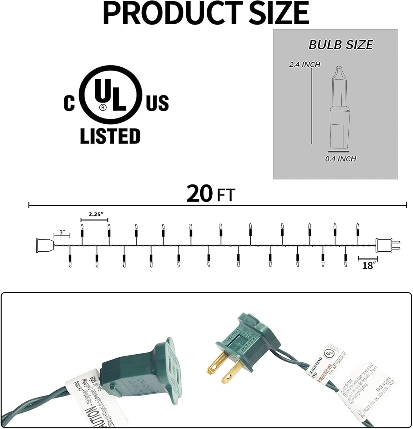 Dazzle Bright Christmas Lights, 60FT 300 Count Incandescent Waterproof Mini String Lights Plug in, Connectable Christmas Decorations for Outdoor Home Party Garden Yard, Multi-Colored