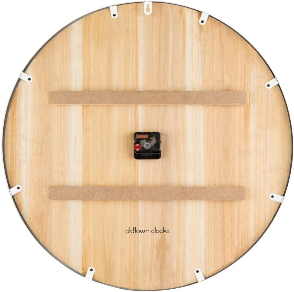 Oldtown Farmhouse Metal & Solid Wood Noiseless Wall Clock (Coastal Grey, 18-inch)