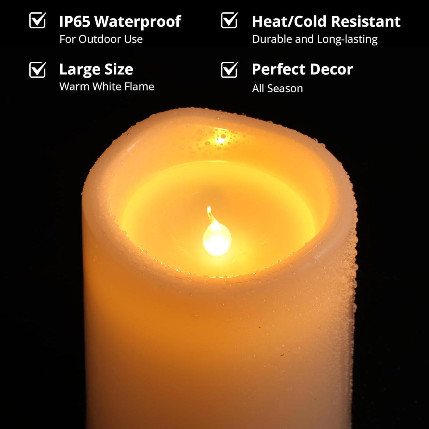 NURADA 6" x 4" Large Outdoor Flameless Candles - Waterproof LED Pillar Flickering Candle Battery Operated with Timer Remote Control for Patio Porch Lanterns Decor - Long Lasting Set of 2