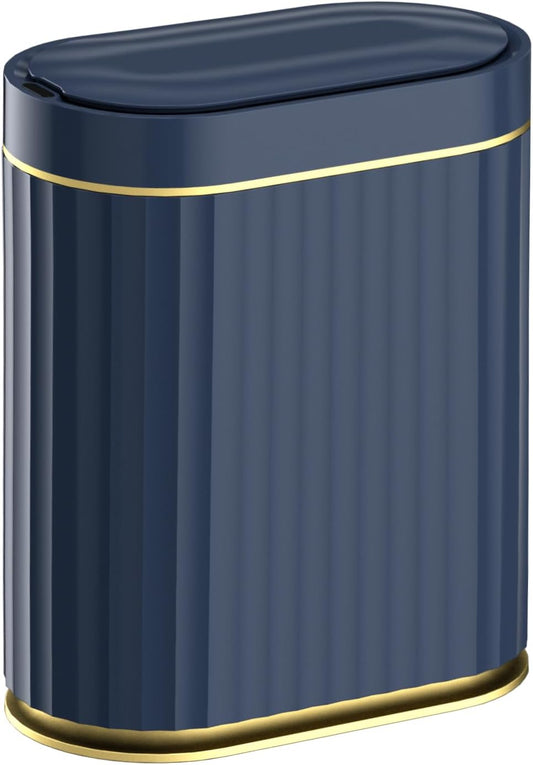 ELPHECO 2 Gallon Sensor Trash Can - 7.5L Waterproof Motion Sensor Trash Can, Automatic Bathroom Trash Bin, Slim Garbage Can, Bathroom, Office, Bedroom, Midnight Blue