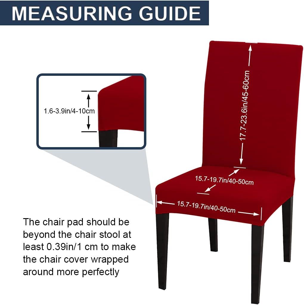 JQinHome 6 Pcs Dining Chair Slipcover,High Stretch Removable Washable Chair Seat Protector Cover for Home Party Hotel Wedding Ceremony (Red)