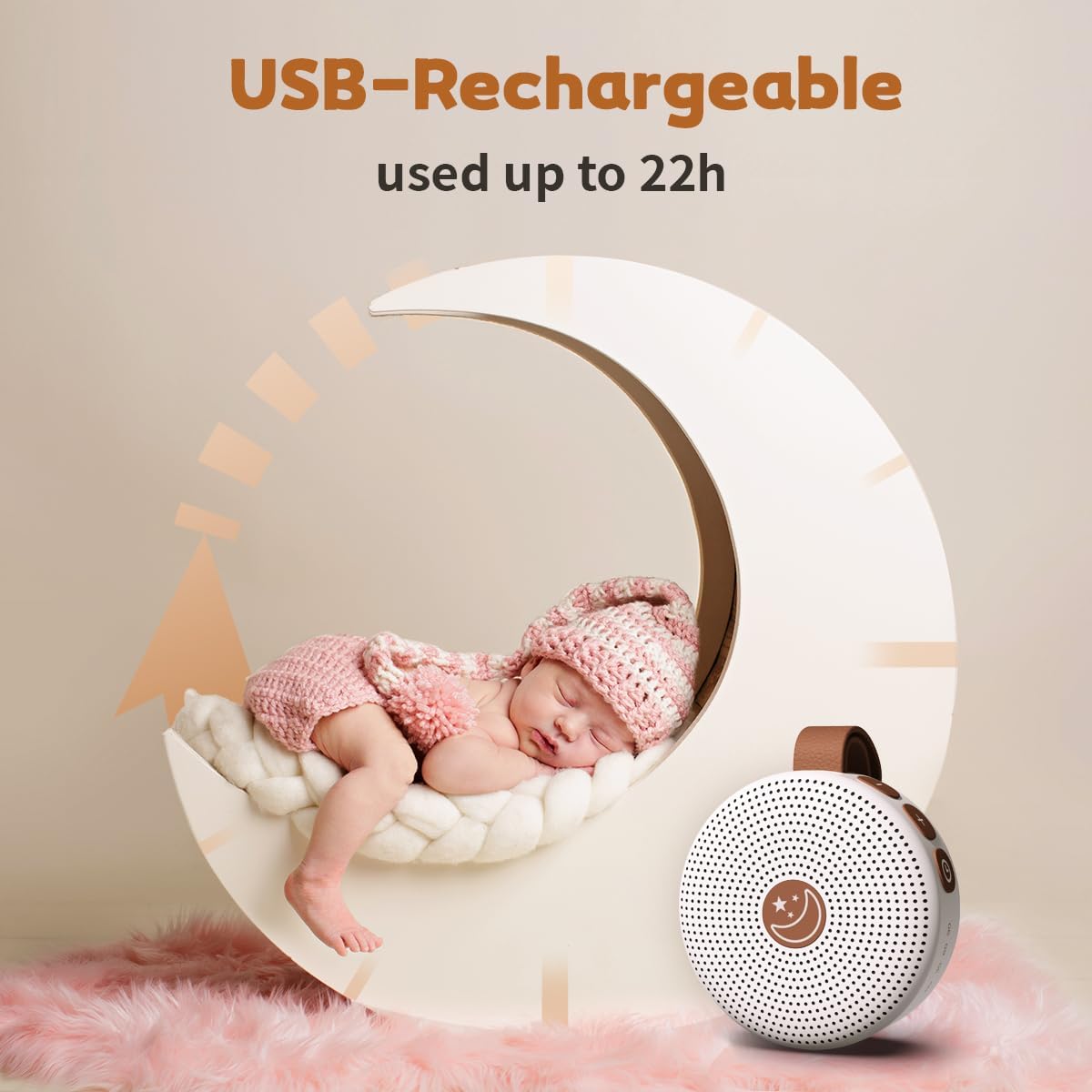 Mini Sound Machine Portable Baby White Noise Machine with 30 Soothing Sounds for Kids Adults Auto-Off Timer 32 Volume Levels Rechargeable Brown Noise Sleep Machine for Home Office Privacy and Travel