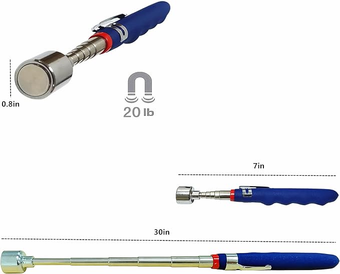 20lb Telescoping Magnetic Pick Up Tool Extendable 31" Telescopic Magnet Stick Useful for Hard-to-Reach,Sink Drains Mechanic Automotive Gifts for Men Women Husband Birthday Father's Day,(2PCS)