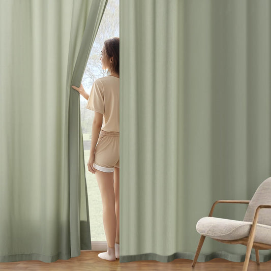 MIULEE Sage Green Privacy Sheer Curtains That Let Light in 96 Inches Long Non-See-Through Semi Sheer Curtain Light Filtering Window Curtains Drapes for Living Room Bedroom 2 Panels Set 42 X 96