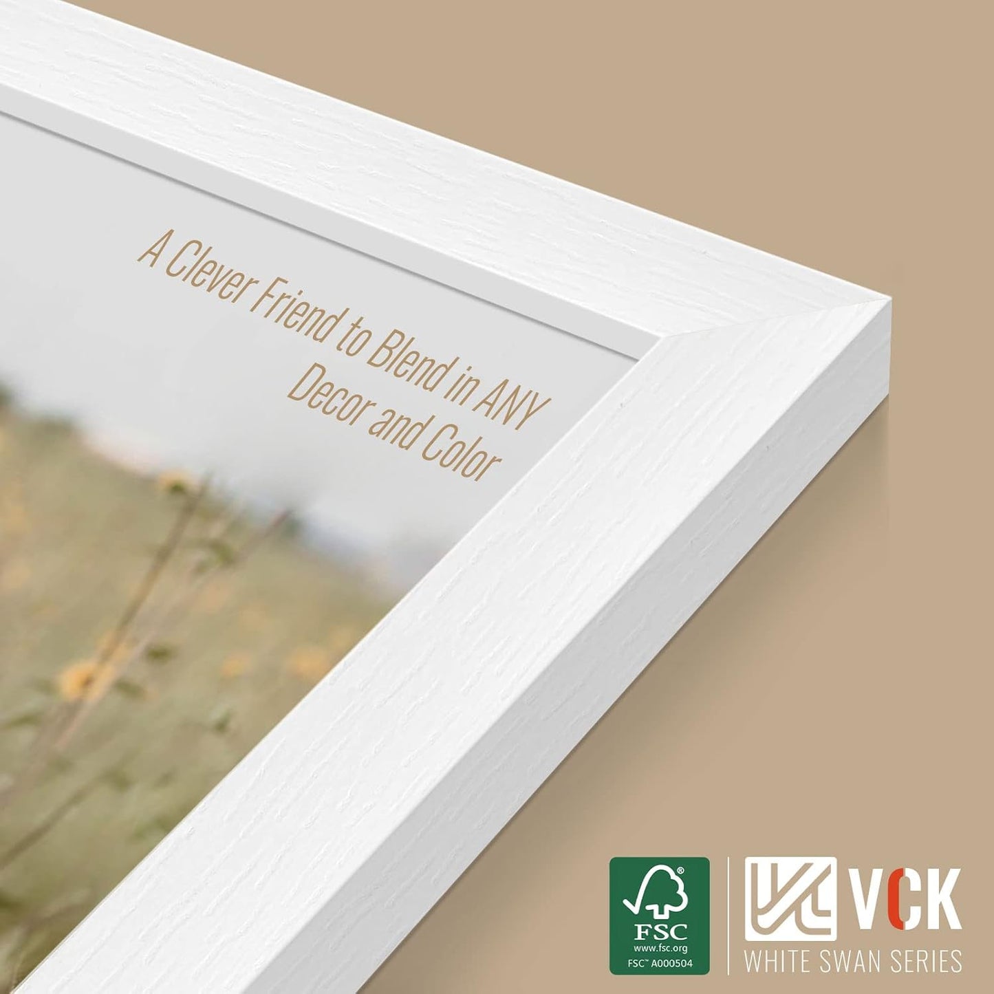 VCK 8x10 Picture Frames Set of 3, White Solid Wood Picture Frame, Textured Exclusive Wall Gallery Frame