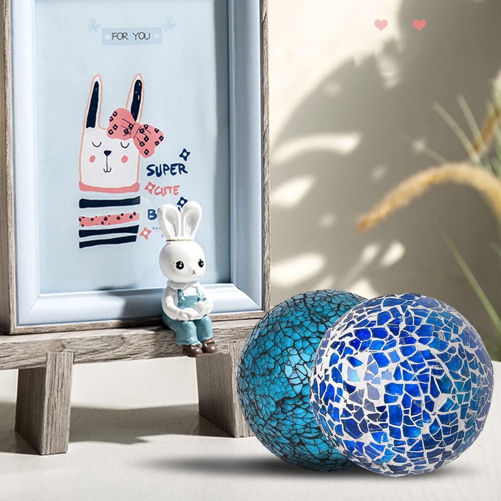 6Pcs Decorative Ball for Bowls, 8cm/3.15inch Mosaic Glass Centerpiece Decoration Balls Mirror Glass Ball Fillers for Home Decor Dining Tables Wedding Party (Mixed Color)