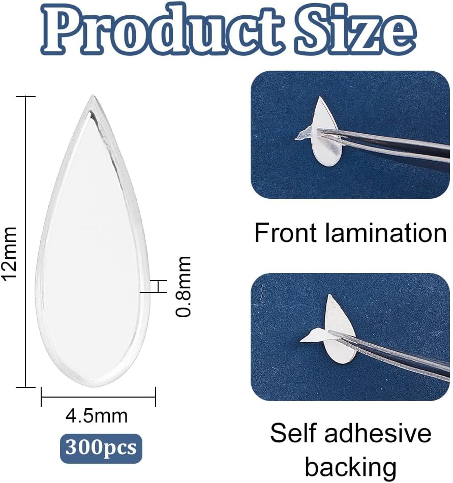 OLYCRAFT 300pcs Teardrop Craft Mirrors Mosaic Tiles 4.5x12mm Self-adhesive Teardrop Mosaic Tiles Mini Glass Mirror Tiles Teardrop Glass Tiles for DIY Crafts Art Wall Door Home Decorations