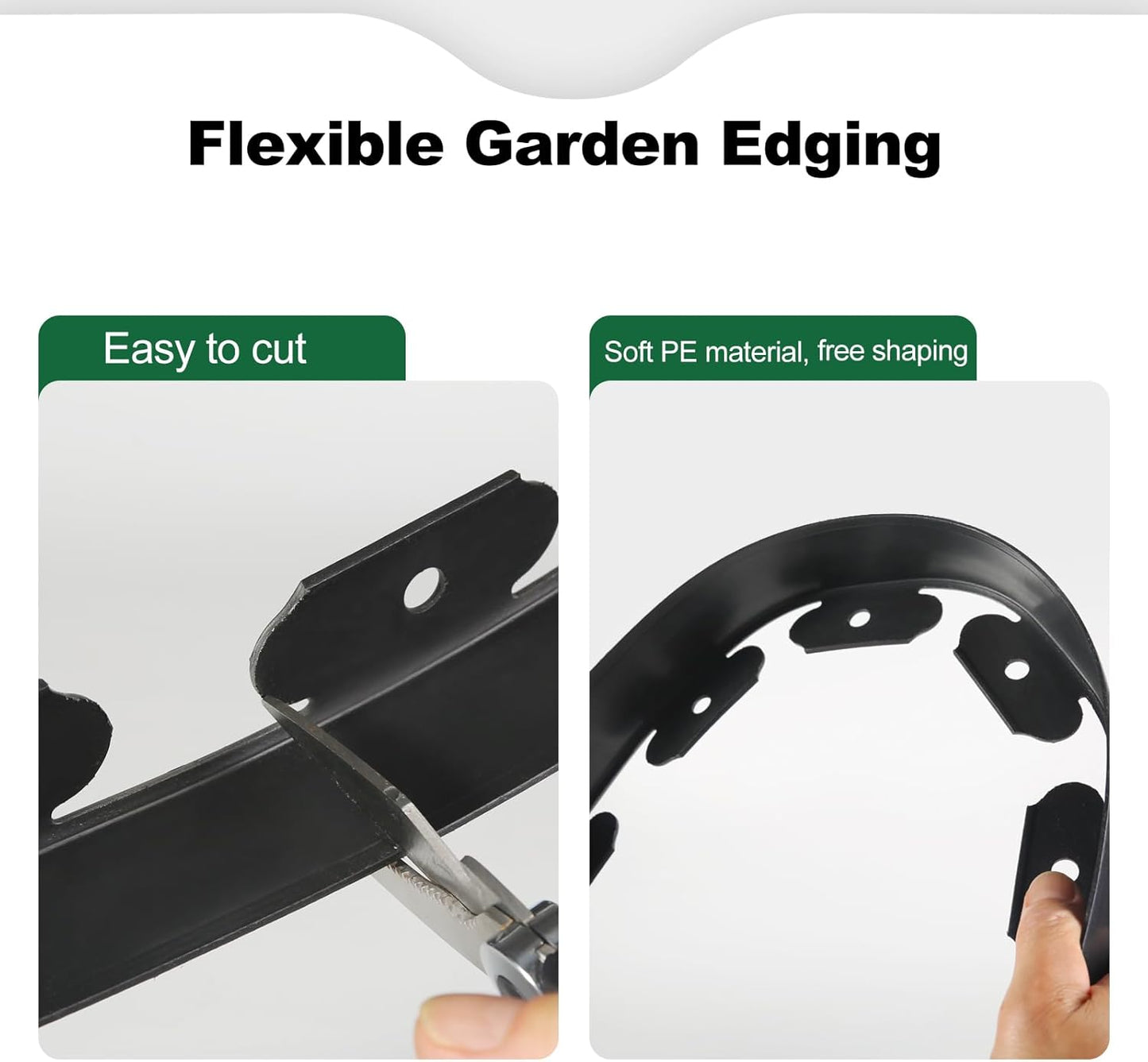 LINSHRY 33 FT Landscape Edging, 4 Inch Tall Garden Edging Border No Dig with 40 Spikes, Flexible Plastic Lawn Edging for Landscaping Flower Bed Yard