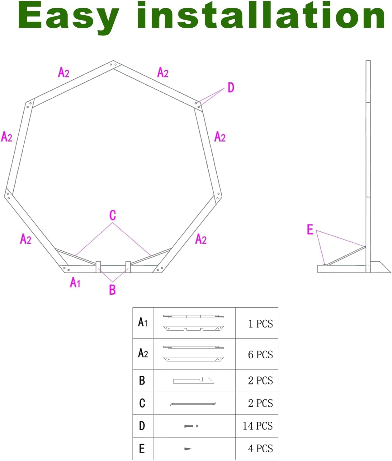 7FT Wedding Arch, Heptagonal Wood Arch for Wedding Ceremony, Arbor Backdrop Stand for Garden Parties, Indoor, Outdoor, Wooden Arbor Rustic Farmhouse Theme
