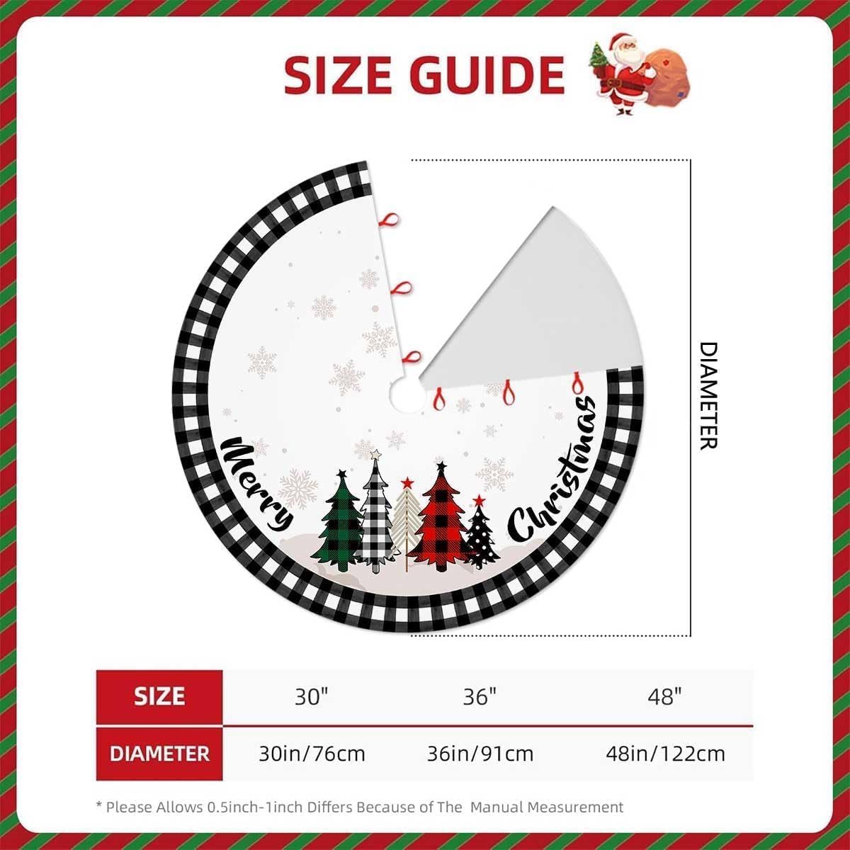 Christmas Tree Skirt 36 Inch Snowman Xmas Tree Skirts with Edge Rustic Vintage Farmhouse Christmas Decoration Ornaments for Merry Christmas Holiday Party Indoor Outdoor (Tree, 36inch)