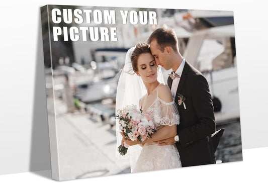 Personalized Custom Canvas Prints with Your Photos & Text, Customized Picture Print, Transform Own Images Into Framed Wall Art Digitally Printed Photo to Canvas, Keepsakes Gifts for Family 16x12’’