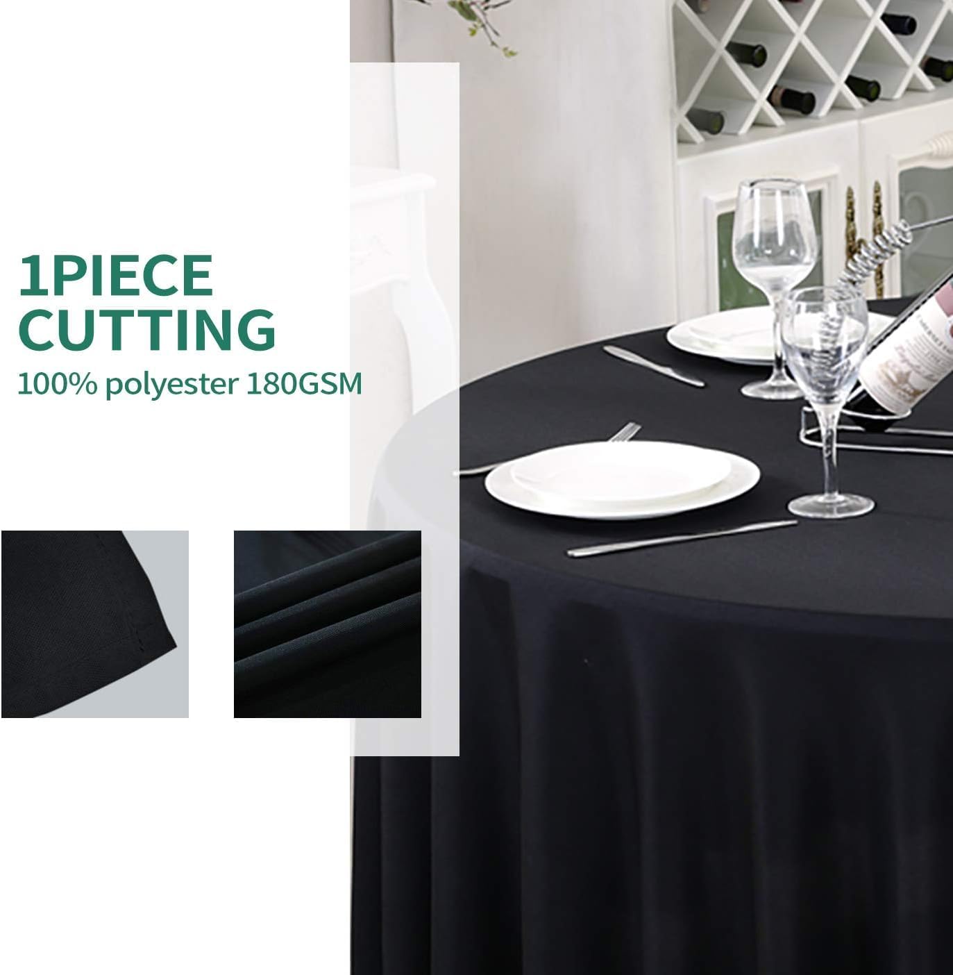 Surmente 120 inch Round Tablecloths -10 Pack Black Round Table Cloths, Polyester Fabric Table Covers for Wedding, Party, Banquet, or Restaurant