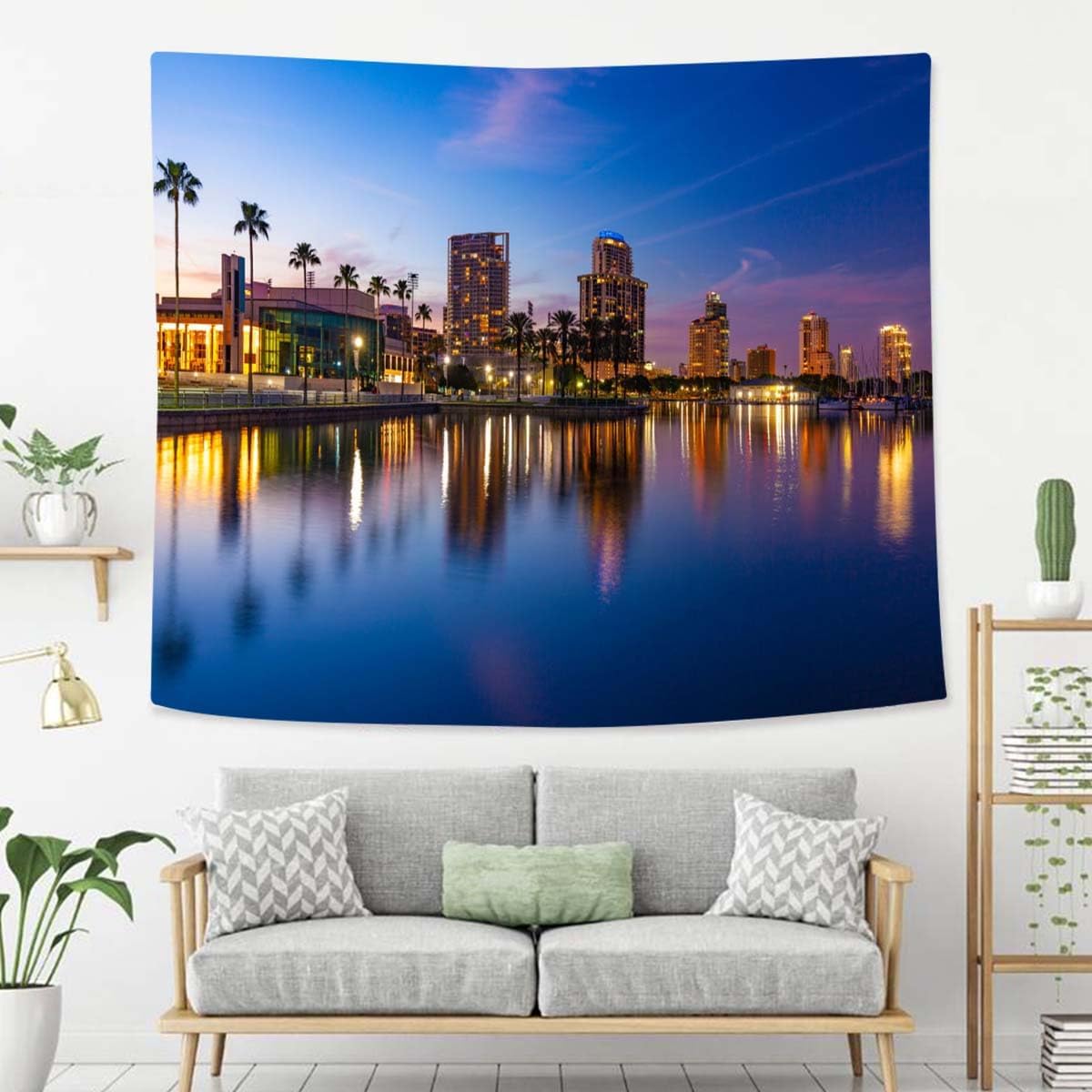 Night Tapestry For Bedroom St Petersburg Florida At Night Tapestries Wall Hanging For Living Room Dorm Office 90×60 In