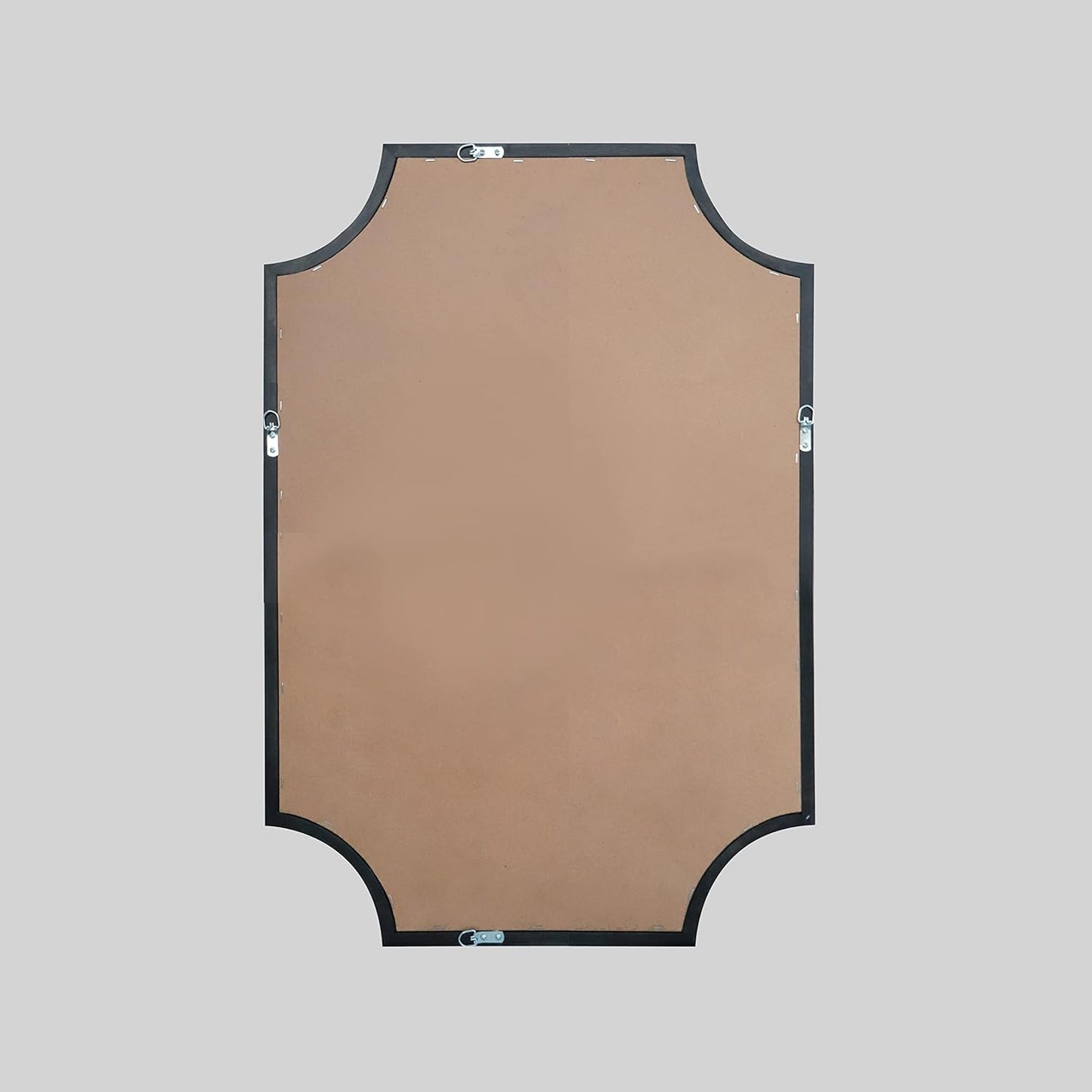 WallBeyond 20" x 30" Full Scalloped Corners Arch Rectangle Wall Mirror with Wood Frame for Entryway, Living Room or Bedroom Home Decor - Light Woodgrain [20" x 30" Black]