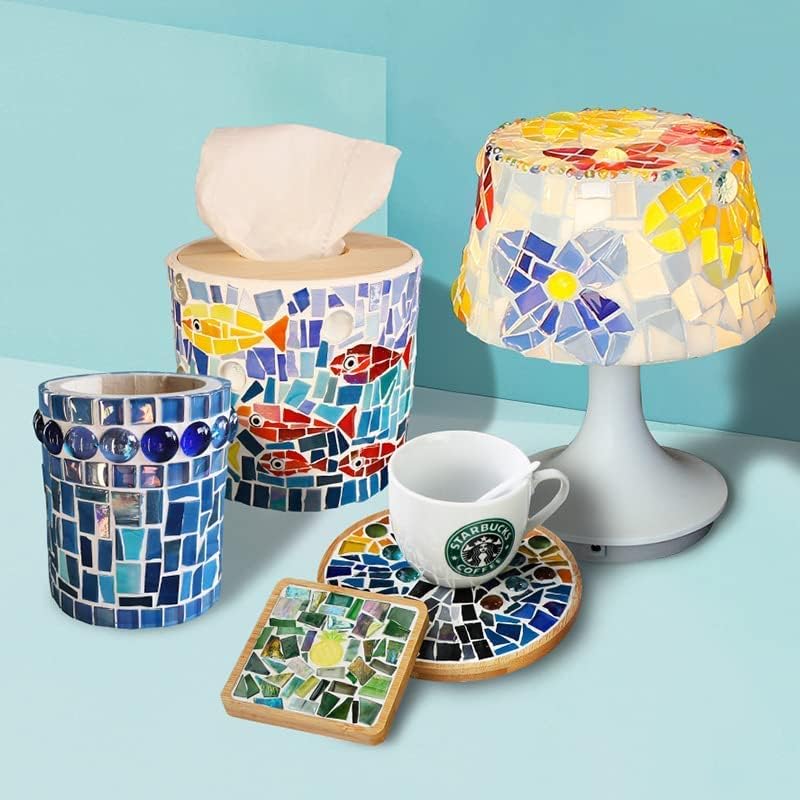 1.1 LB Irregular Crystal Mosaic Tiles,Small Particle Color Decal Crystal Glass Tile DIY Hobbies Children Handmade Crystal Craft for DIY Handmade Decorative Materials (Lemon Yellow Series)