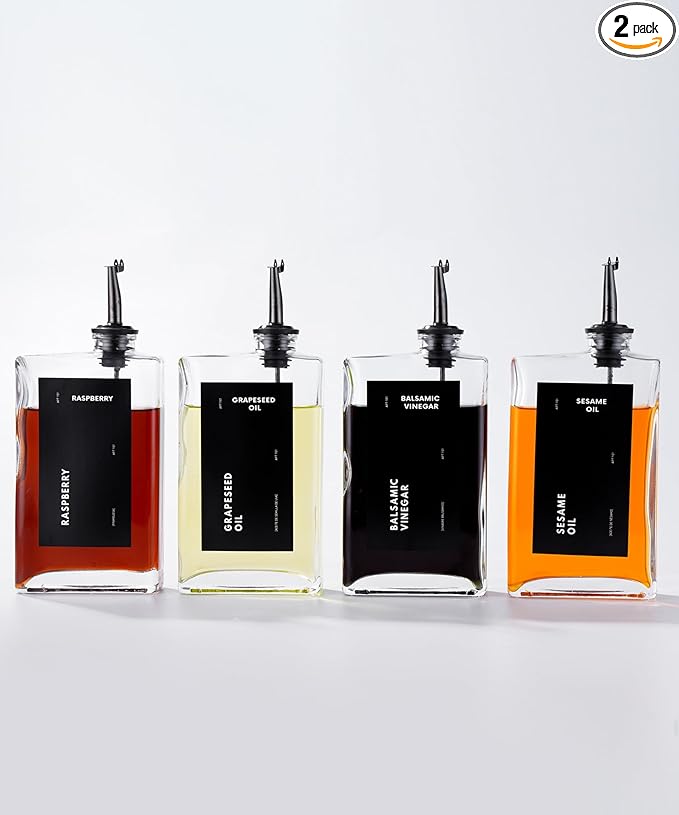 Olive Oil Dispenser for Kitchen, Cooking Oil Dispenser, Oil and Vinegar Dispenser Set, Olive Oil Bottle, Soy sauce dispenser, coffee syrup bottles - 4 pcs, Black