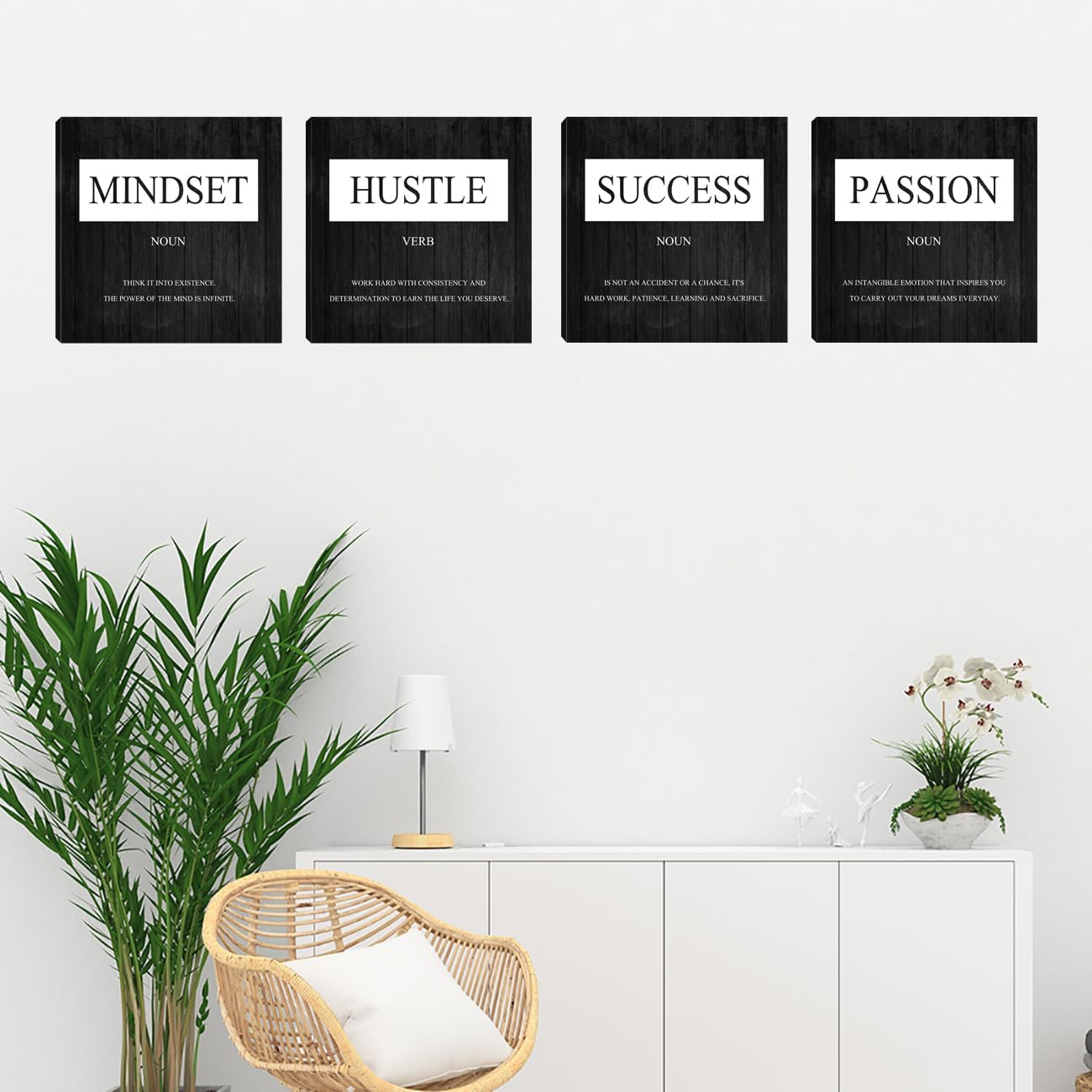 Motivational Wall Decor, Inspirational Quotes Canvas Wall Art Mindset Print Pictures for Office Wall Decor, Poster Framed Artwork for Women Men Home Bedroom Living Room Decor Decoration 12”X12”X4