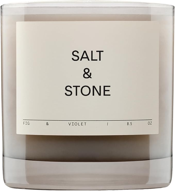 SALT & STONE Scented Candle for Women & Men | Hand-Poured, Aromatic & Fragrant | Coconut & Soy Blend Wax | 100% Cotton Wick | Long-Lasting 50 Hour Burn Time (8.5 oz) (Fig & Violet)